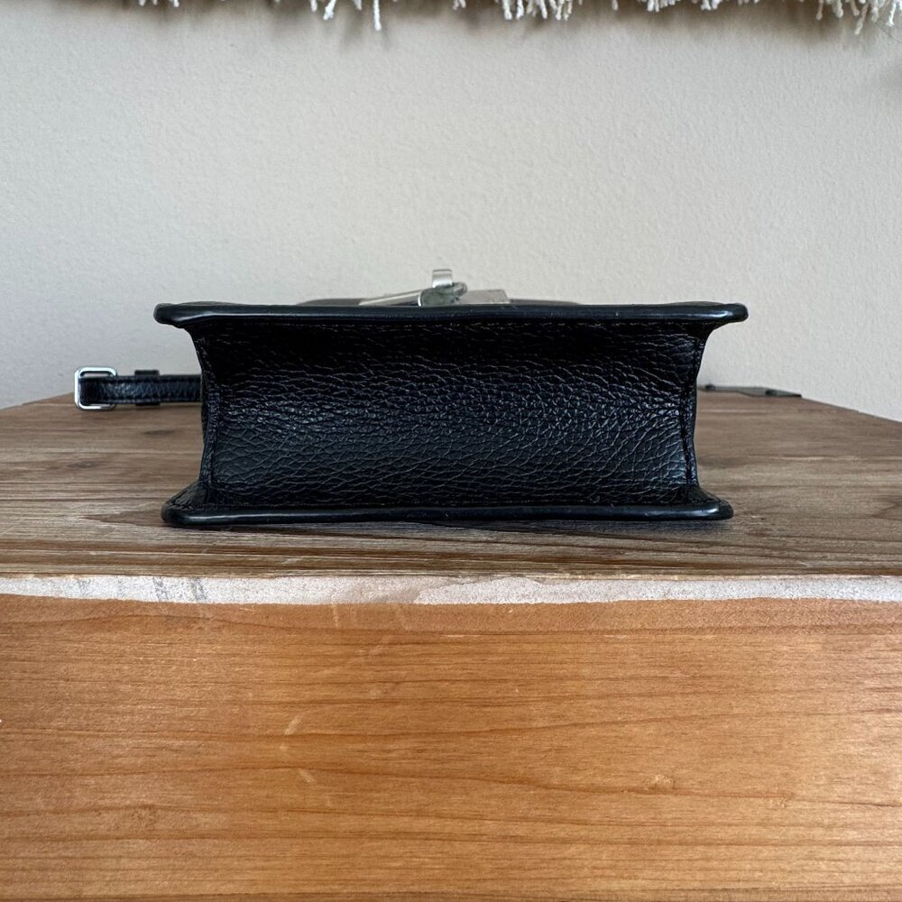 DKNY Elissa Black Pebbled Leather Silver Lock Charm Chain Crossbody Phone  Bag - Picture 12 of 14